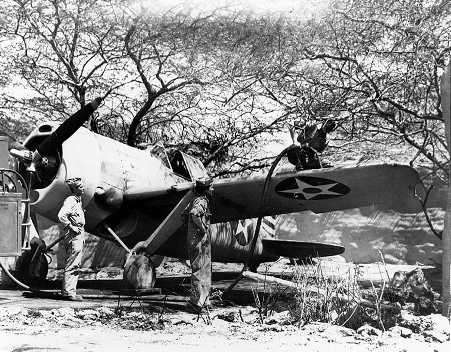 F2A-3 fighter fueling