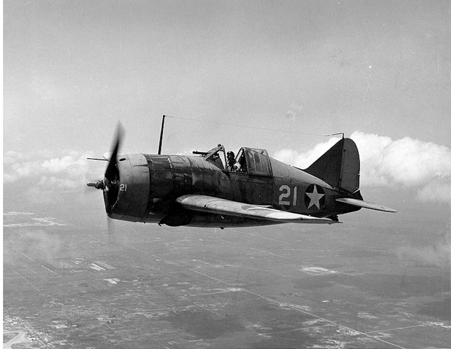 Buffalo fighter flown by Lieutenant Commander Joseph C. Clifton