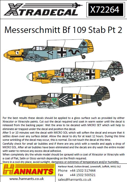 1/72 ABT DECAL N° 103 MESSERSCHMITT BF 109 9/JG2 RICHTOFFEN 1941 HOFMANN 