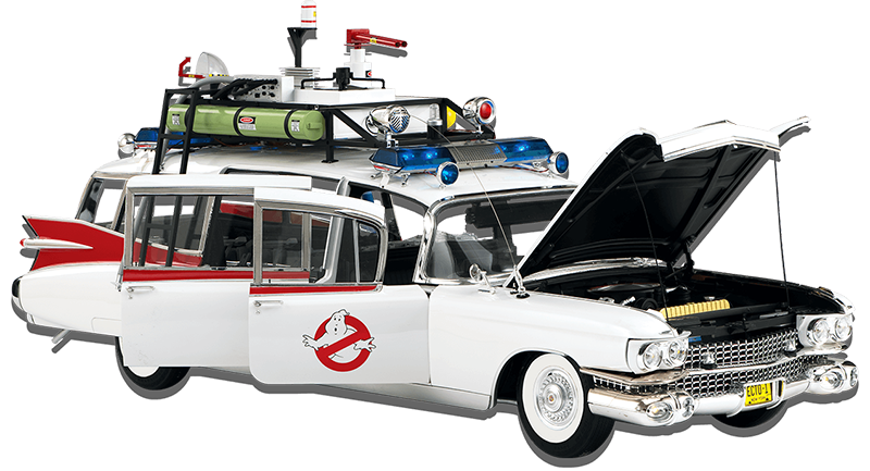 Ecto-1 with hood up and doors open