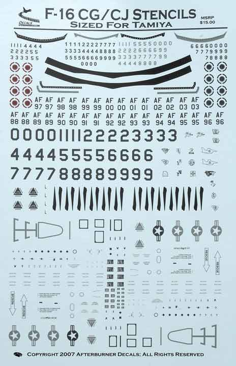 F-16 CG/CJ stencils for Tamiya