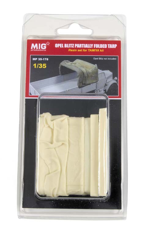 Opel Blitz partially folded tarp for Tamiya