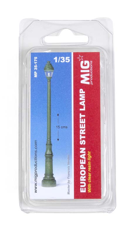 European street lamp with clear resin light