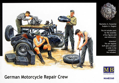 German motorcycle repair crew