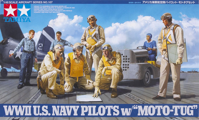 WWII US Navy pilots with “moto-tug”