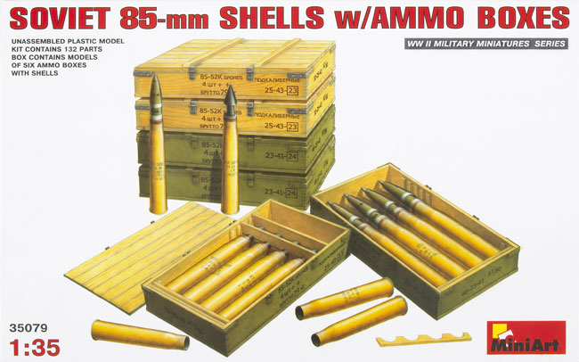 Soviet 85mm shells with ammo boxes