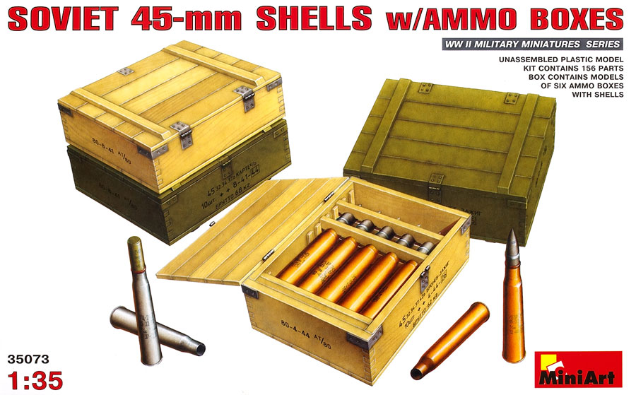 Soviet 45mm shells with ammo boxes