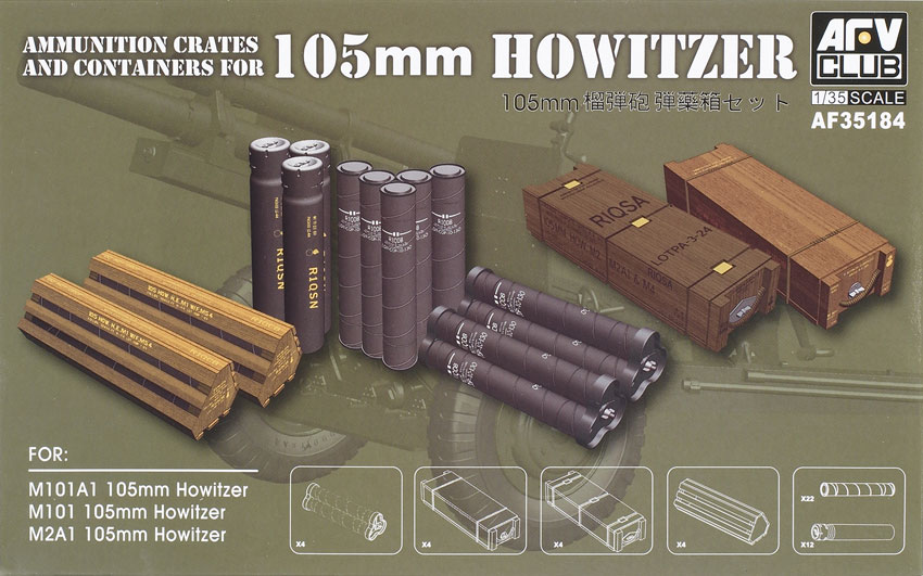 Ammunition crates and containers for 105mm howitzer