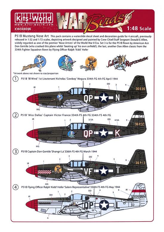 P51B Mustang Nose Art Ill Wind, Miss Dallas, Captain Don Gentile, Flying Officer Ralph Kidd Hofer