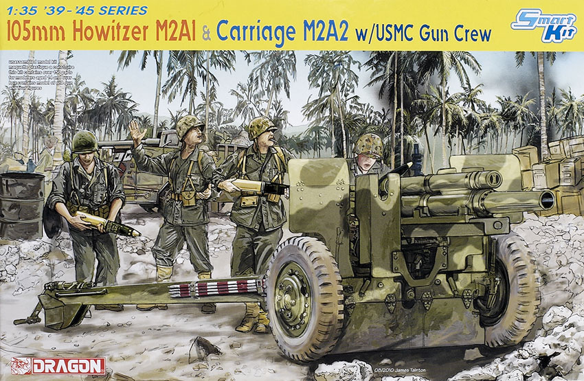 105mm howitzer M2A1 and carriage M2A2 with USMC gun crew