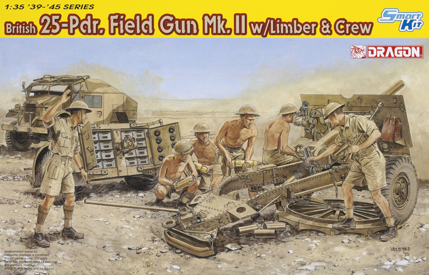 British 25-Pdr. field gun Mk.II with limber and crew