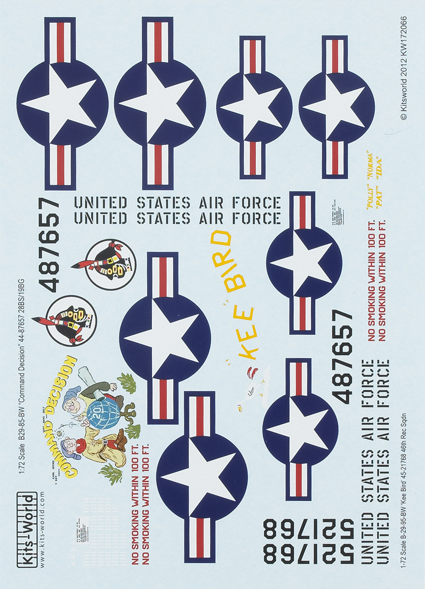 B-29 “Command Decision” 44-87657 19BG-28BS B-29-95 -BW “Kee Bird” 45-21768 46th Rec Squadron