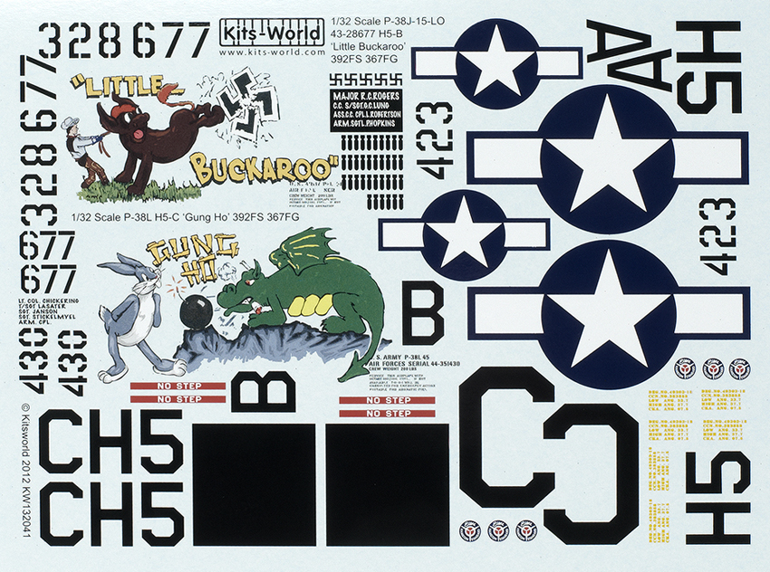P-38J-15-LO 43-28677 H5-B “Little Buckaroo” 392FS 367FG-P38L H5-C “Gung Ho” 392FS 367FG
