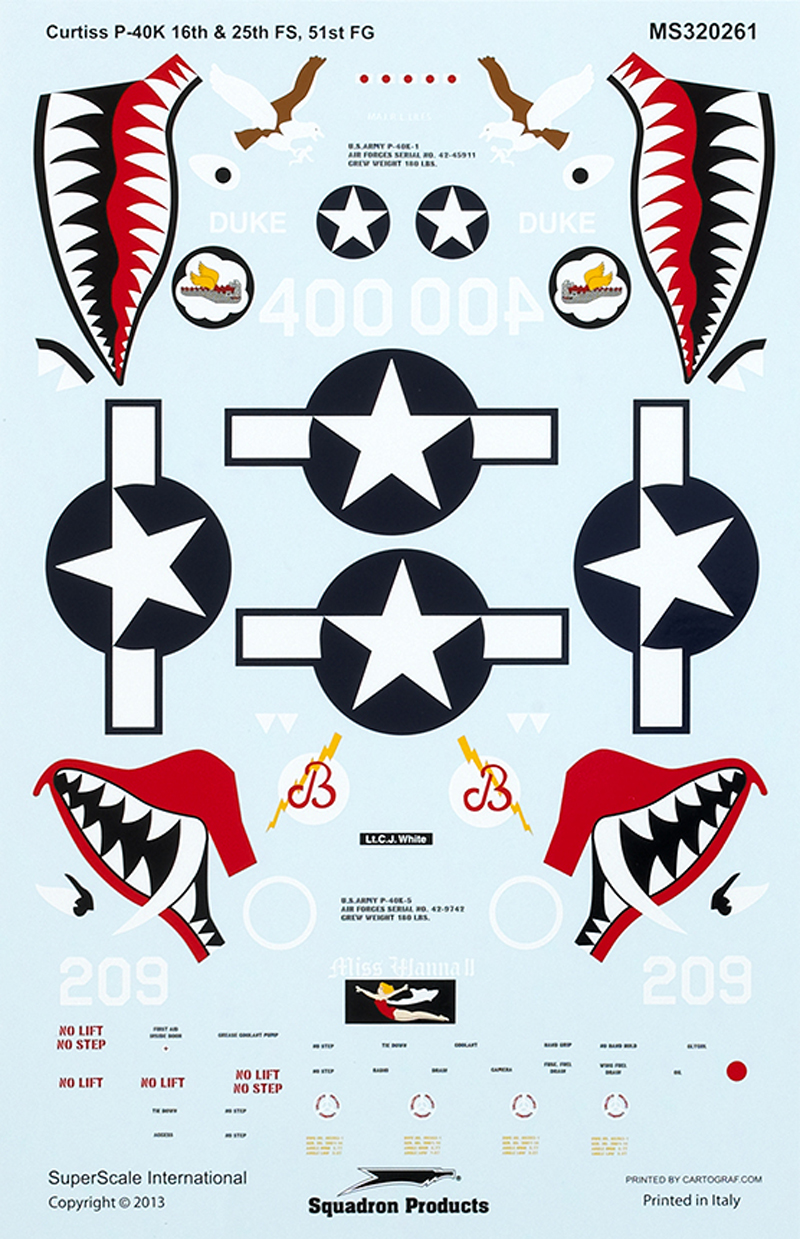 Curtiss P-40K 16th and 25th fighter squadrons, 51st fighter group