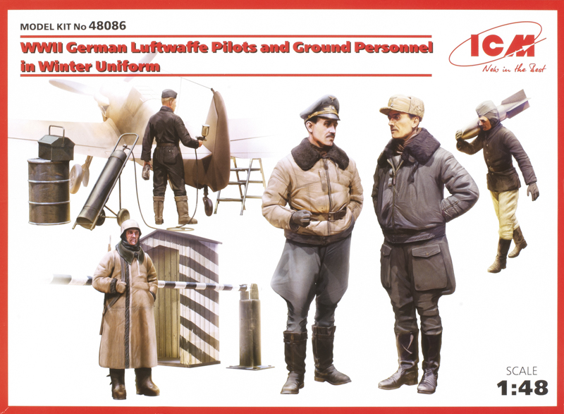 WWII German Luftwaffe pilots and ground personnel in winter uniform