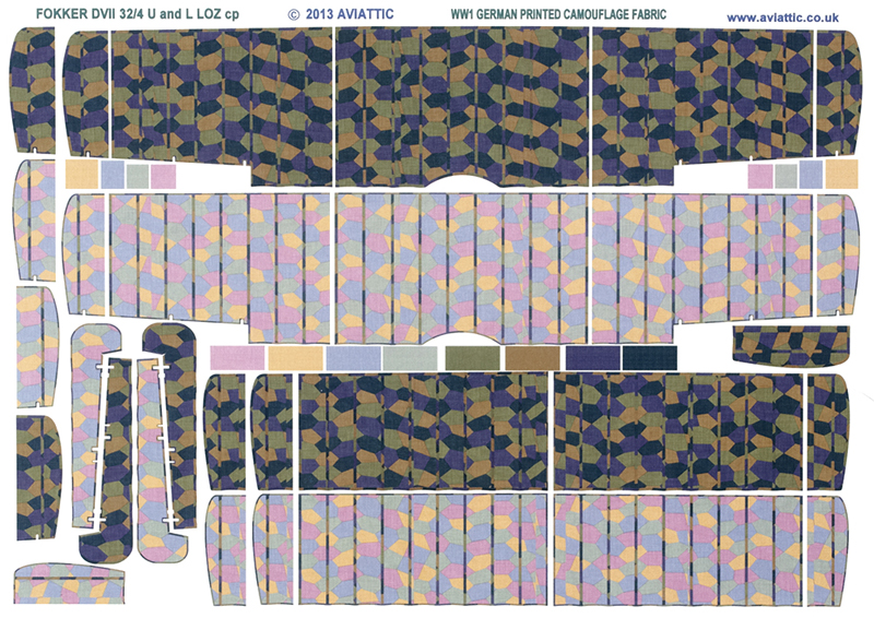 Fokker DVII 32/4 U and L LOZ cp camouflage fabric WWI