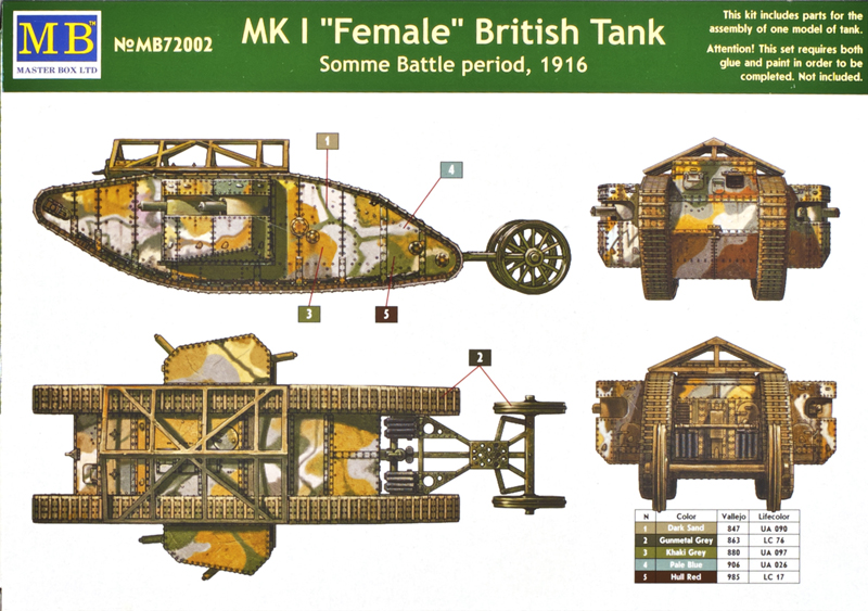 Mk I “Female” British tank Somme Battle period, 1916