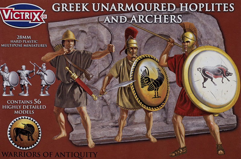 Greek unarmoured hoplites and archers