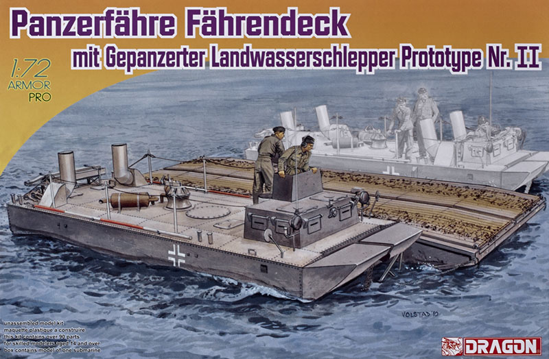 Panzerfähre Fährendeck mit Gepanzerter Landwasserschlepper Prototype Nr.II