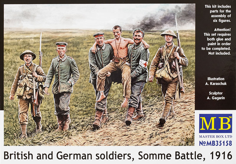 British and German soldiers, Somme Battle 1916