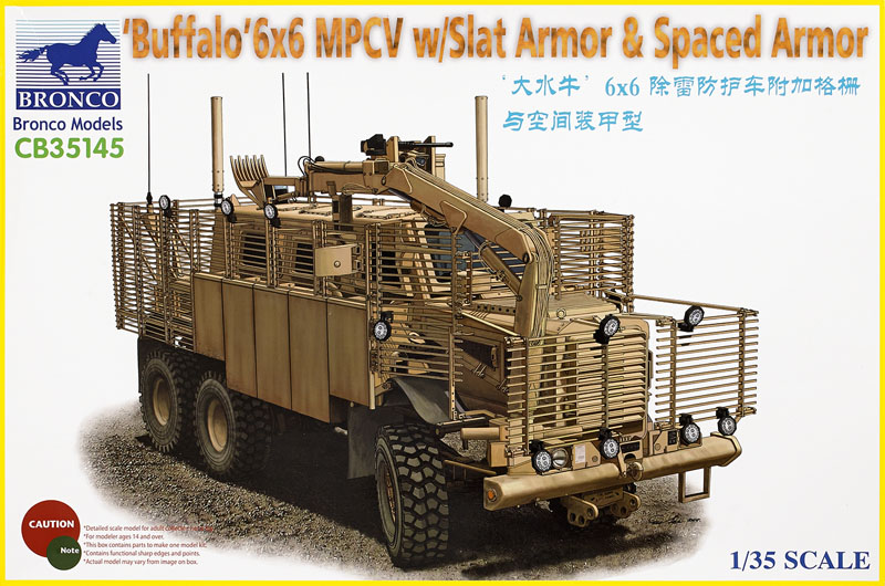 Buffalo 6×6 MPCV with slat armor and spaced armor