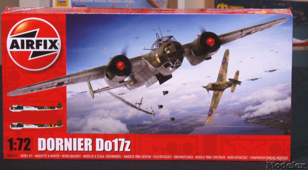 Airfix Dornier 17Z, Dragon SdKfz 251/17 Ausf C, Kinetic Sea Harrier FA2, and markings from Xtradecal