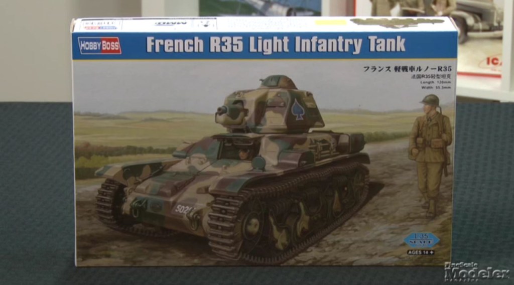 HobbyBoss French R35, Trumpeter Westland Whirlwind, Tamiya USS Saratoga CV-3, Dragon Black Label MBT-70, and Revell Germany Boeing 747-8F