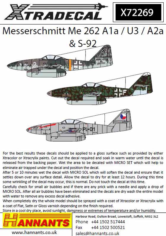 Messerschmitt Me 262A-1a/U-3/A-2a & S-92