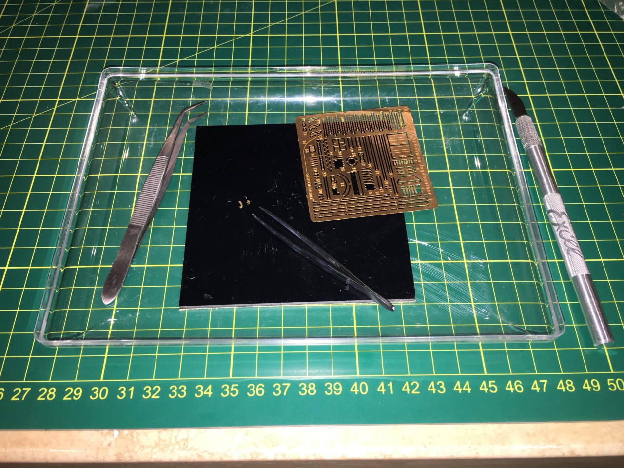 Inexpensive photo-etch tray