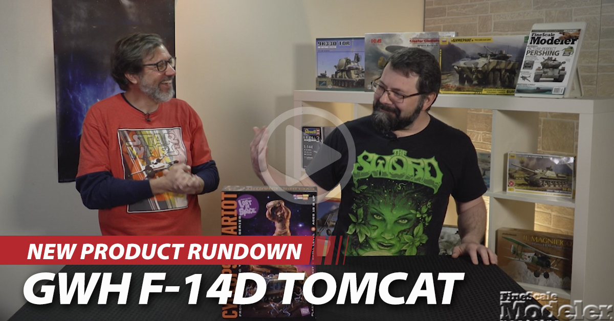 GWH F-14D Tomcat, MiniArt B-Type military omnibus, and Doll & Hobby Lost in Space Cyclops and Chariot