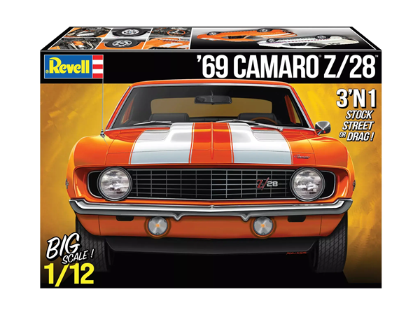 Revell 1/12 scale 1969 Camaro Z/28 3'N 1 plastic model kit Revell 1/12 scale 1969 Camaro Z/28 3'N 1 plastic model kit